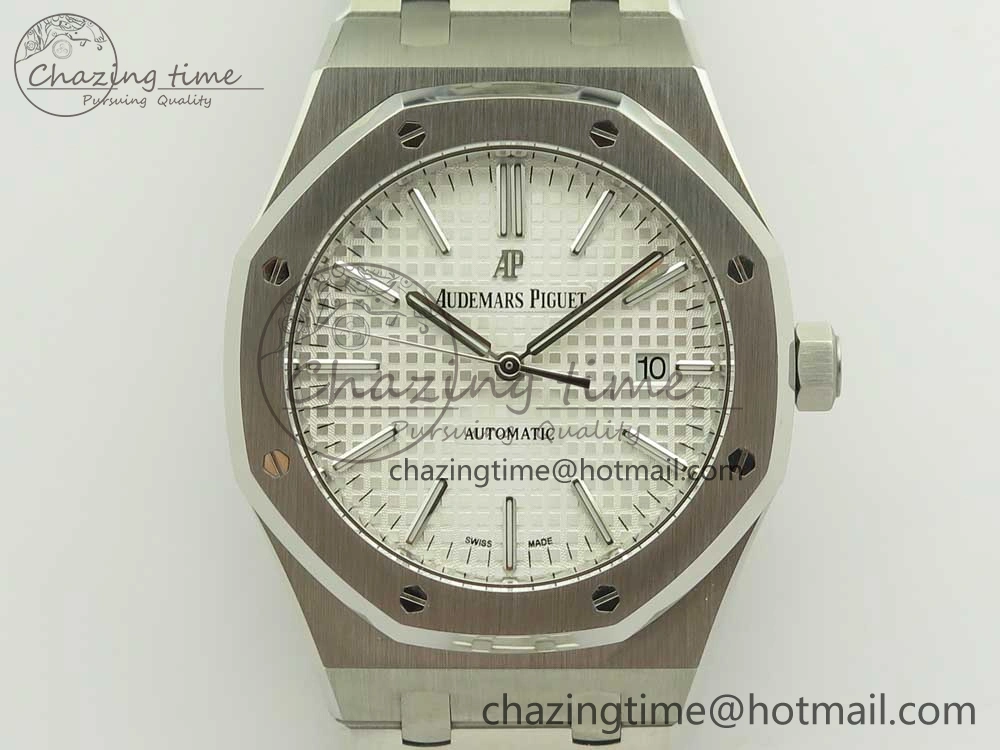 Royal Oak 41mm 15400 SS JF 1:1 Best Edition White Textured Dial on SS Bracelet A3120 V5