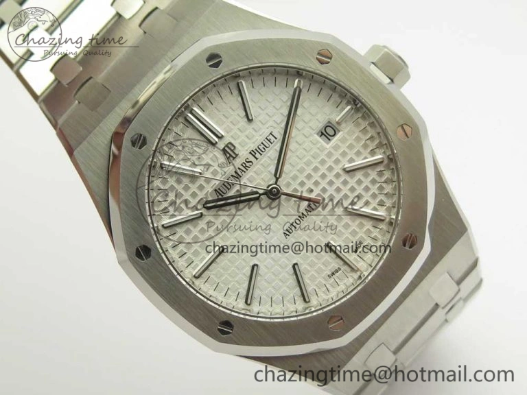 Royal Oak 41mm 15400 SS JF 1:1 Best Edition White Textured Dial on SS Bracelet A3120 V5