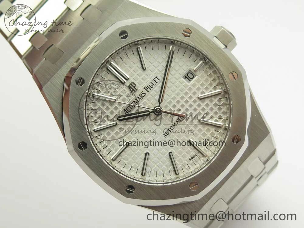 Royal Oak 41mm 15400 SS JF 1:1 Best Edition White Textured Dial on SS Bracelet A3120 V5