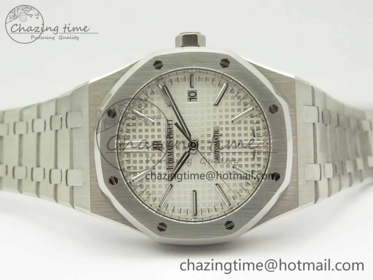 Royal Oak 41mm 15400 SS JF 1:1 Best Edition White Textured Dial on SS Bracelet A3120 V5