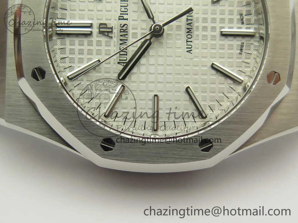 Royal Oak 41mm 15400 SS JF 1:1 Best Edition White Textured Dial on SS Bracelet A3120 V5