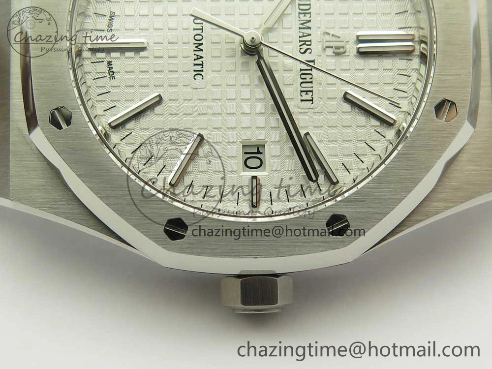 Royal Oak 41mm 15400 SS JF 1:1 Best Edition White Textured Dial on SS Bracelet A3120 V5
