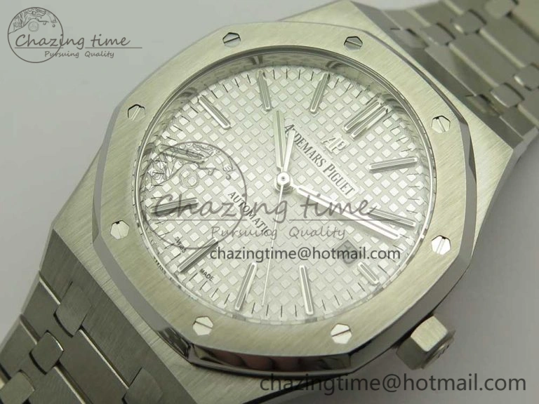 Royal Oak 41mm 15400 SS JF 1:1 Best Edition White Textured Dial on SS Bracelet A3120 V5