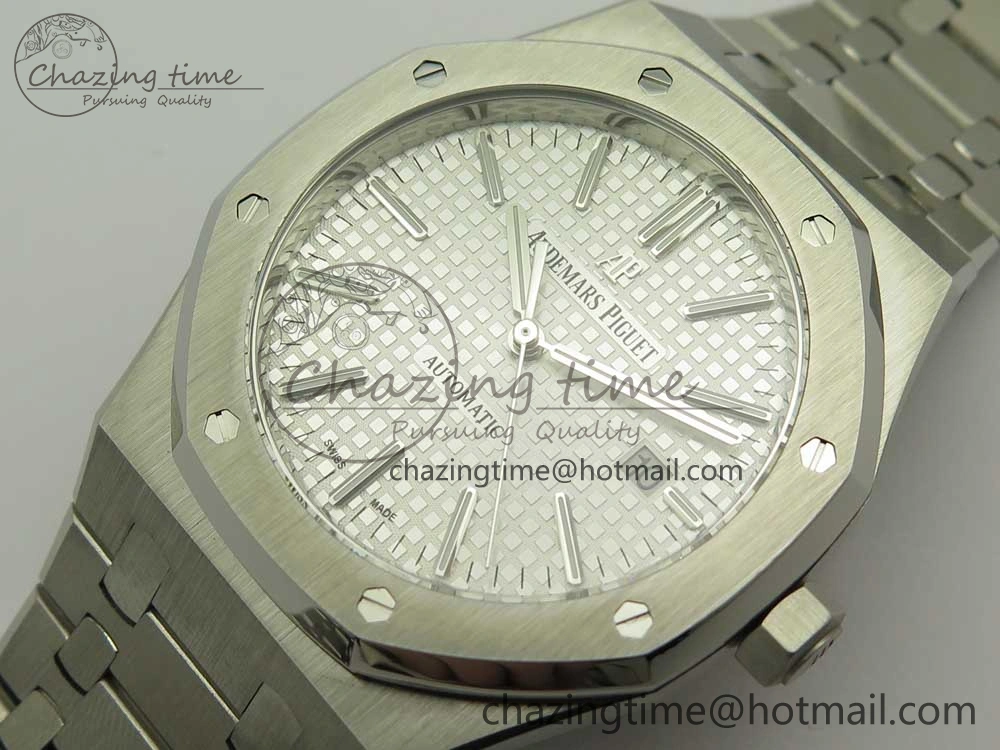 Royal Oak 41mm 15400 SS JF 1:1 Best Edition White Textured Dial on SS Bracelet A3120 V5