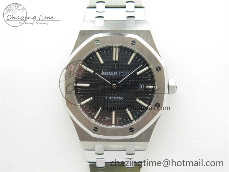Royal Oak 41mm 15400 SS RSF 1:1 Best Edition Black Textured Dial on SS Bracelet A3120 Super Clone