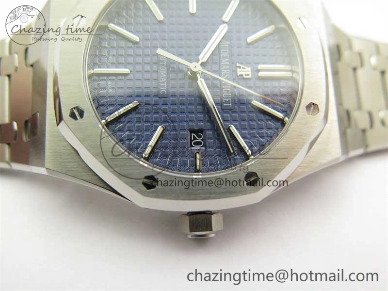 Royal Oak 41mm 15400 SS RSF 1:1 Best Edition Blue Textured Dial on SS Bracelet A3120 Super Clone