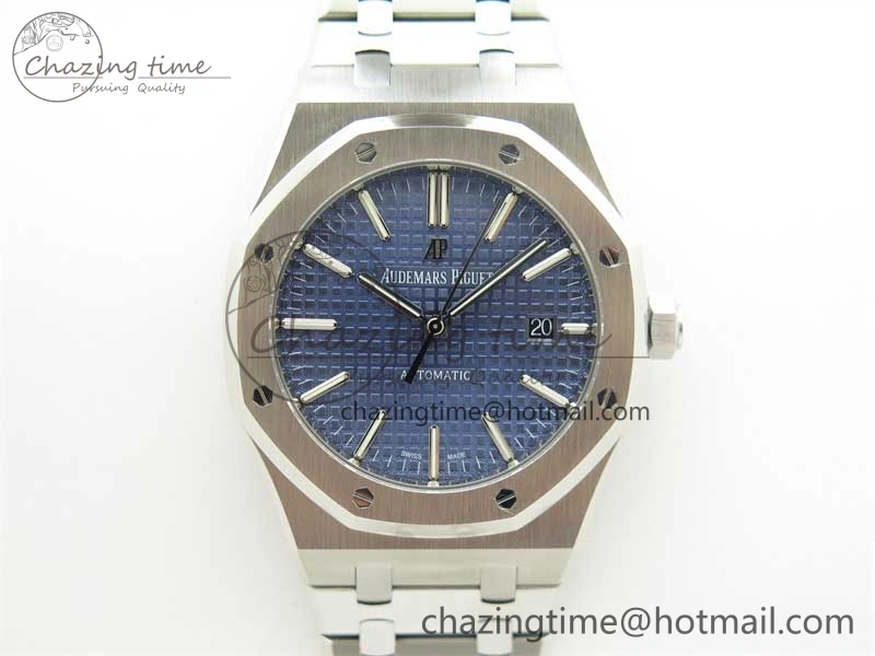 Royal Oak 41mm 15400 SS RSF 1:1 Best Edition Blue Textured Dial on SS Bracelet A3120 Super Clone