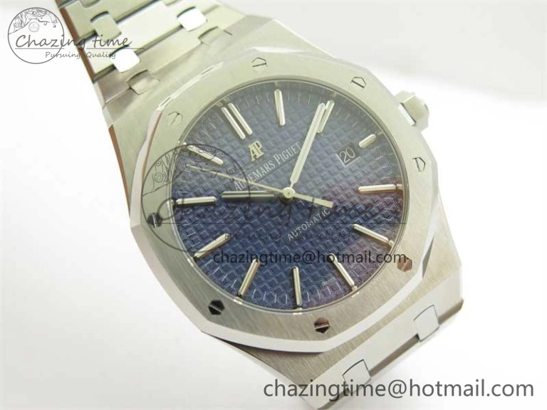Royal Oak 41mm 15400 SS RSF 1:1 Best Edition Blue Textured Dial on SS Bracelet A3120 Super Clone