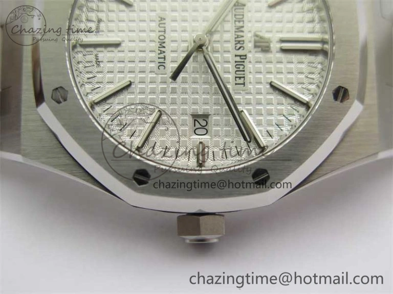 Royal Oak 41mm 15400 SS RSF 1:1 Best Edition White Textured Dial on SS Bracelet A3120 Super Clone