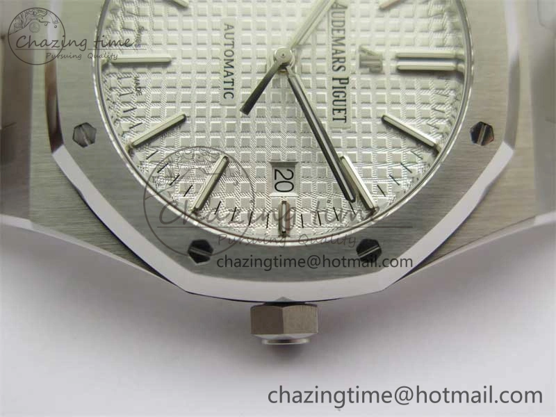 Royal Oak 41mm 15400 SS RSF 1:1 Best Edition White Textured Dial on SS Bracelet A3120 Super Clone