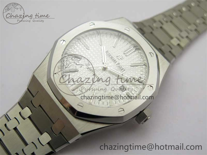 Royal Oak 41mm 15400 SS RSF 1:1 Best Edition White Textured Dial on SS Bracelet A3120 Super Clone