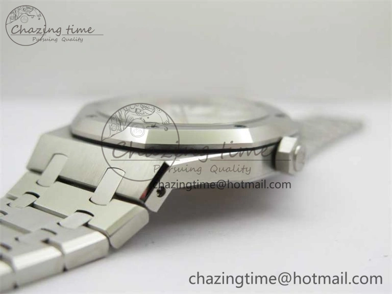 Royal Oak 41mm 15400 SS RSF 1:1 Best Edition White Textured Dial on SS Bracelet A3120 Super Clone