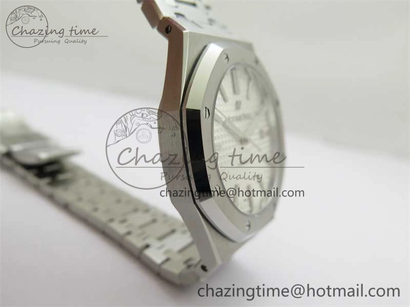 Royal Oak 41mm 15400 SS RSF 1:1 Best Edition White Textured Dial on SS Bracelet A3120 Super Clone