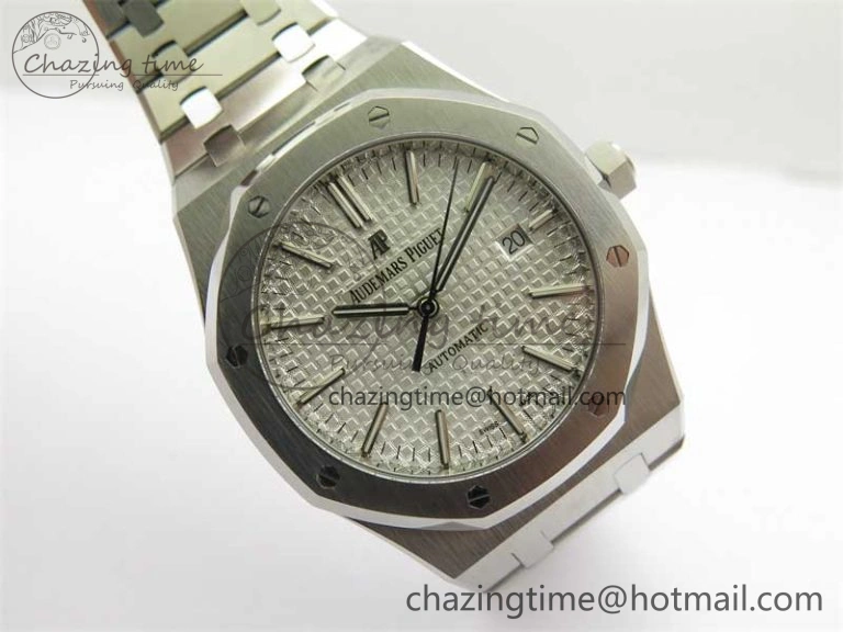 Royal Oak 41mm 15400 SS RSF 1:1 Best Edition White Textured Dial on SS Bracelet A3120 Super Clone