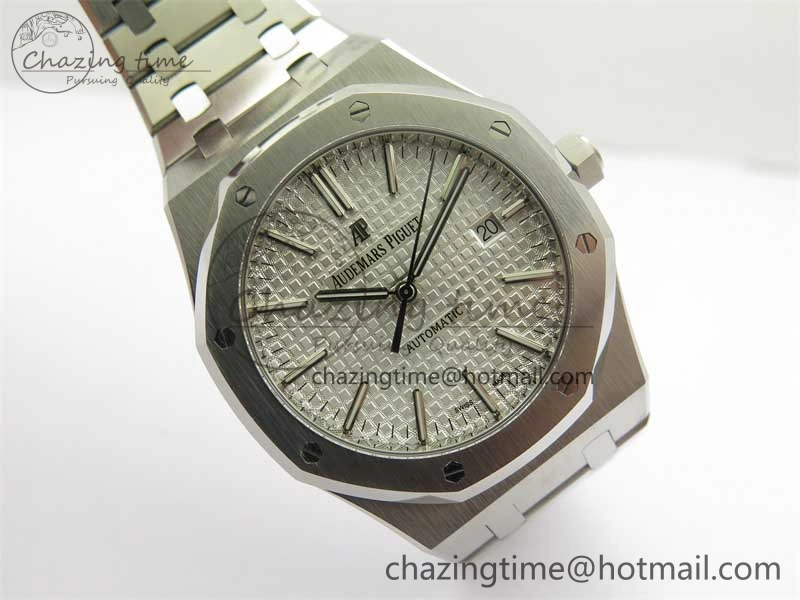 Royal Oak 41mm 15400 SS RSF 1:1 Best Edition White Textured Dial on SS Bracelet A3120 Super Clone