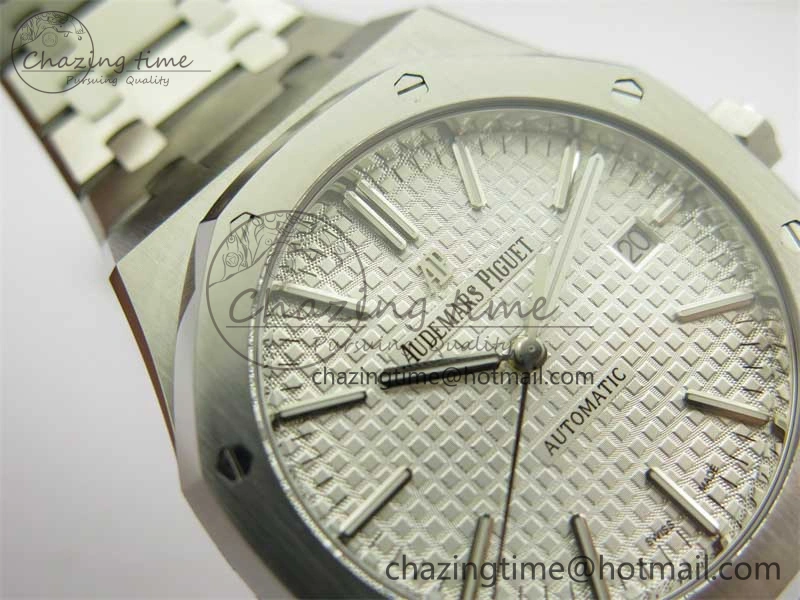 Royal Oak 41mm 15400 SS RSF 1:1 Best Edition White Textured Dial on SS Bracelet A3120 Super Clone