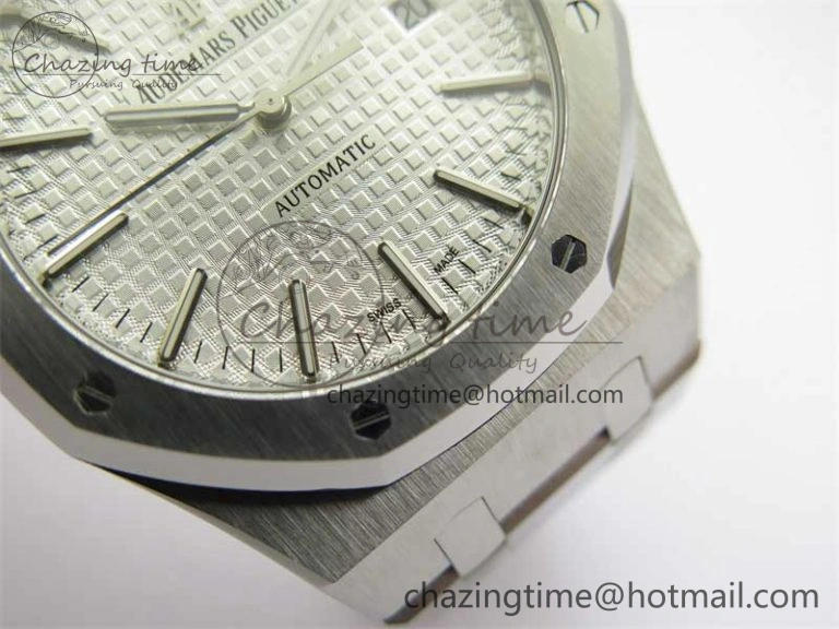 Royal Oak 41mm 15400 SS RSF 1:1 Best Edition White Textured Dial on SS Bracelet A3120 Super Clone