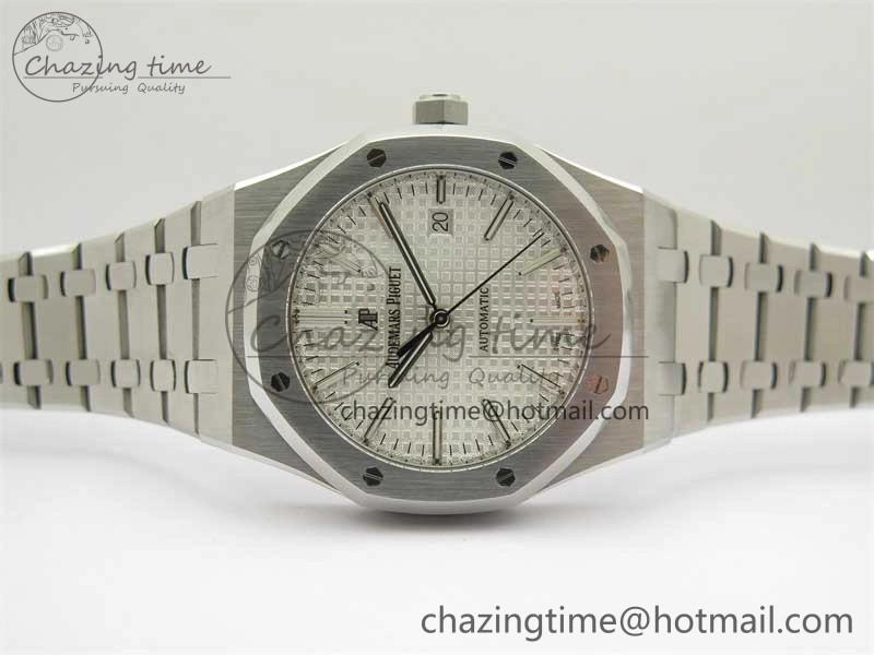 Royal Oak 41mm 15400 SS RSF 1:1 Best Edition White Textured Dial on SS Bracelet A3120 Super Clone