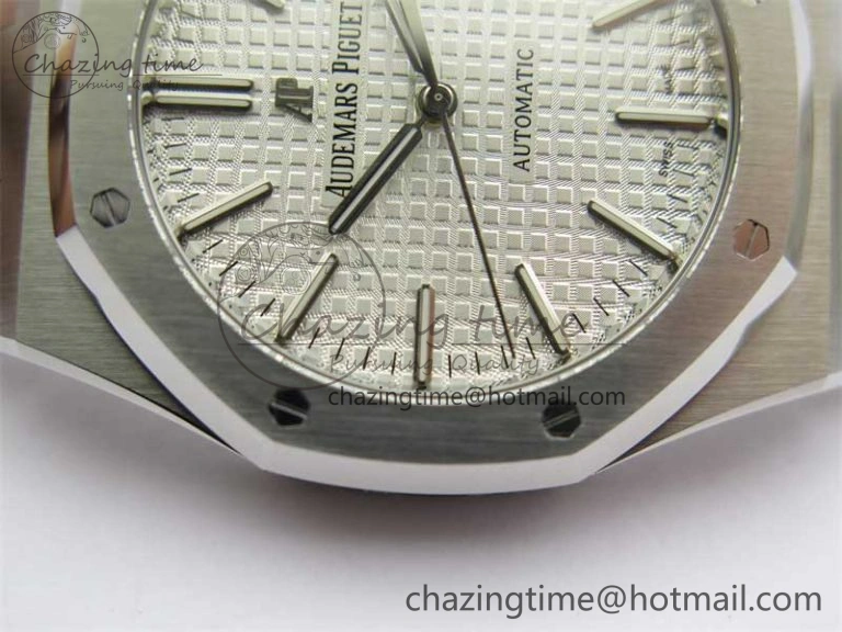 Royal Oak 41mm 15400 SS RSF 1:1 Best Edition White Textured Dial on SS Bracelet A3120 Super Clone