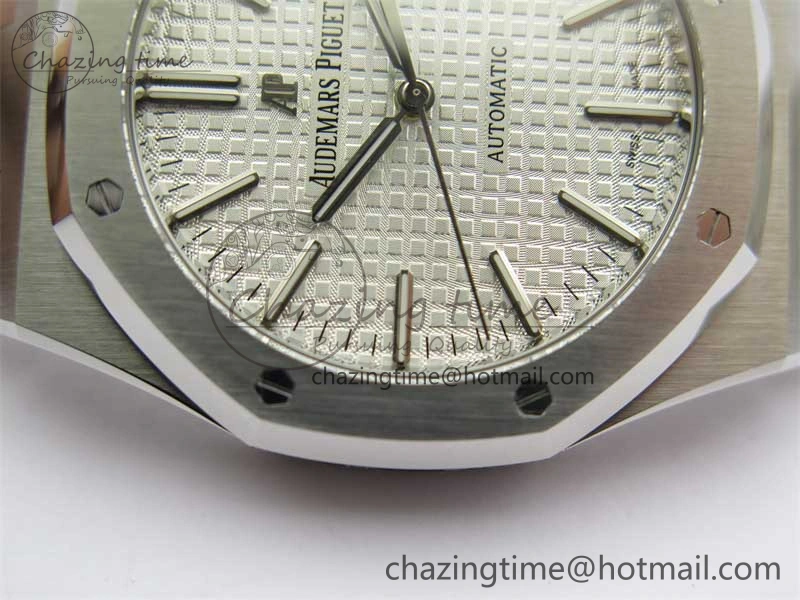 Royal Oak 41mm 15400 SS RSF 1:1 Best Edition White Textured Dial on SS Bracelet A3120 Super Clone