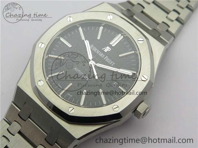 Royal Oak 41mm 15400 SS Z+F 1:1 Best Edition Black Textured Dial on SS Bracelet A3120 (Free Box)