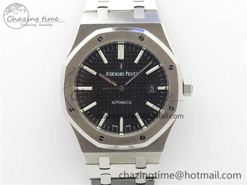 Royal Oak 41mm 15400 SS Z+F 1:1 Best Edition Black Textured Dial on SS Bracelet A3120 (Free Box)