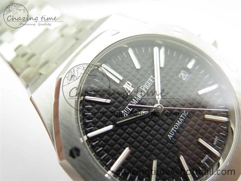 Royal Oak 41mm 15400 SS ZF 1:1 Best Edition Black Textured Dial on SS Bracelet SA3120 Super Clone