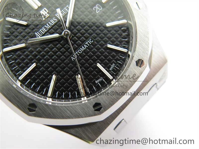 Royal Oak 41mm 15400 SS ZF 1:1 Best Edition Black Textured Dial on SS Bracelet SA3120 Super Clone