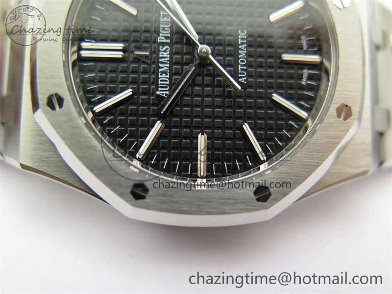 Royal Oak 41mm 15400 SS ZF 1:1 Best Edition Black Textured Dial on SS Bracelet SA3120 Super Clone