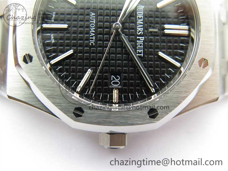 Royal Oak 41mm 15400 SS ZF 1:1 Best Edition Black Textured Dial on SS Bracelet SA3120 Super Clone