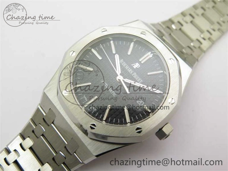 Royal Oak 41mm 15400 SS ZF 1:1 Best Edition Black Textured Dial on SS Bracelet SA3120 Super Clone
