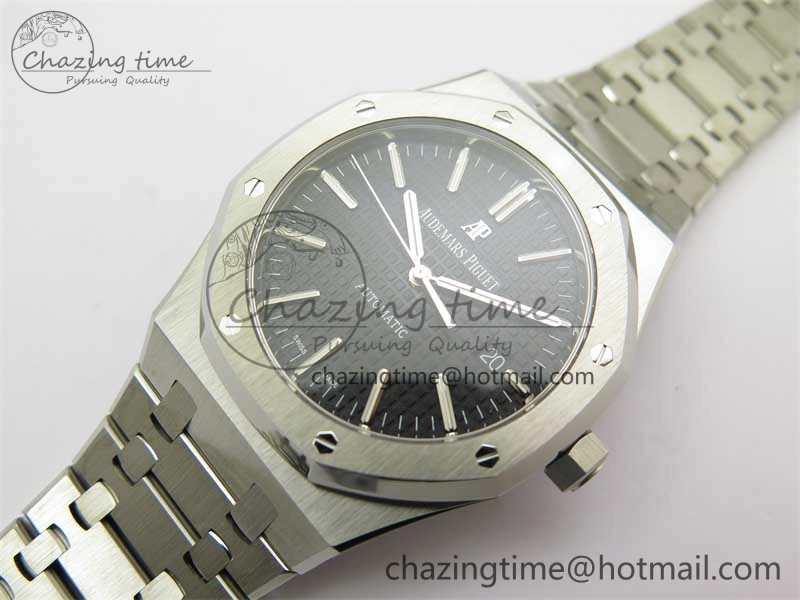 Royal Oak 41mm 15400 SS ZF 1:1 Best Edition Black Textured Dial on SS Bracelet SA3120 Super Clone
