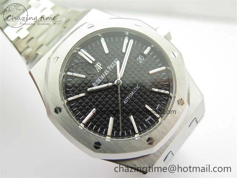 Royal Oak 41mm 15400 SS ZF 1:1 Best Edition Black Textured Dial on SS Bracelet SA3120 Super Clone