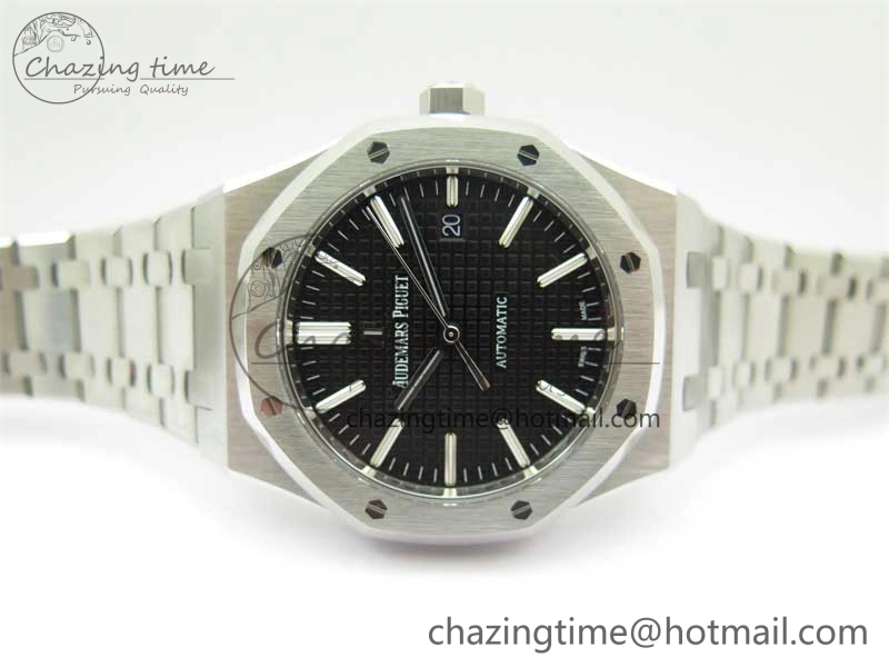 Royal Oak 41mm 15400 SS ZF 1:1 Best Edition Black Textured Dial on SS Bracelet SA3120 Super Clone
