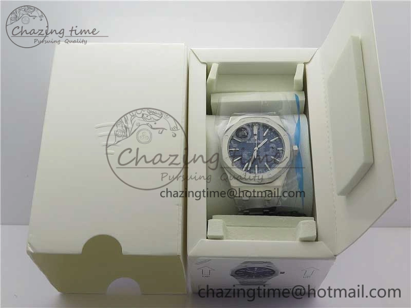Royal Oak 41mm 15400 SS Z+F 1:1 Best Edition Blue Textured Dial on SS Bracelet A3120 (Free Box)