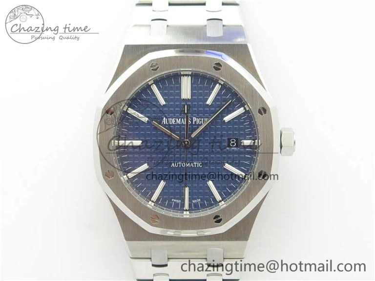 Royal Oak 41mm 15400 SS Z+F 1:1 Best Edition Blue Textured Dial on SS Bracelet A3120 (Free Box)