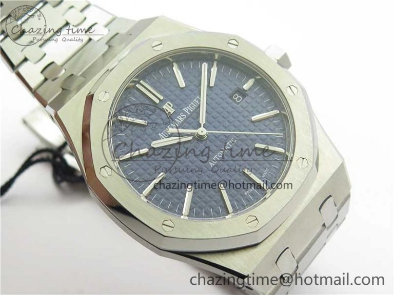 Royal Oak 41mm 15400 SS Z+F 1:1 Best Edition Blue Textured Dial on SS Bracelet A3120 (Free Box)