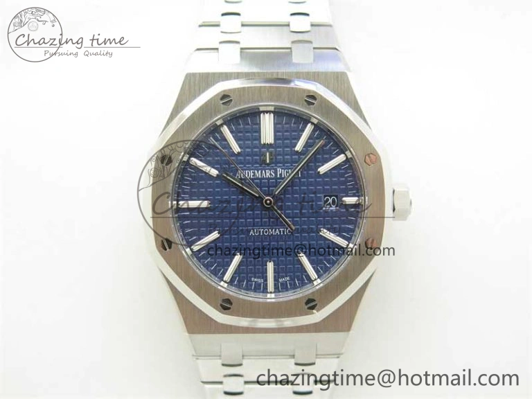 Royal Oak 41mm 15400 SS ZF 1:1 Best Edition Blue Textured Dial on SS Bracelet SA3120 Super Clone