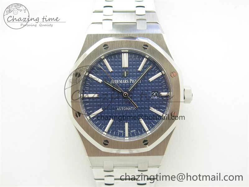 Royal Oak 41mm 15400 SS ZF 1:1 Best Edition Blue Textured Dial on SS Bracelet SA3120 Super Clone