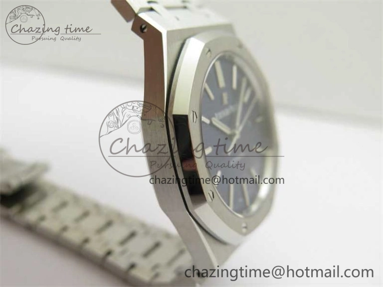 Royal Oak 41mm 15400 SS ZF 1:1 Best Edition Blue Textured Dial on SS Bracelet SA3120 Super Clone
