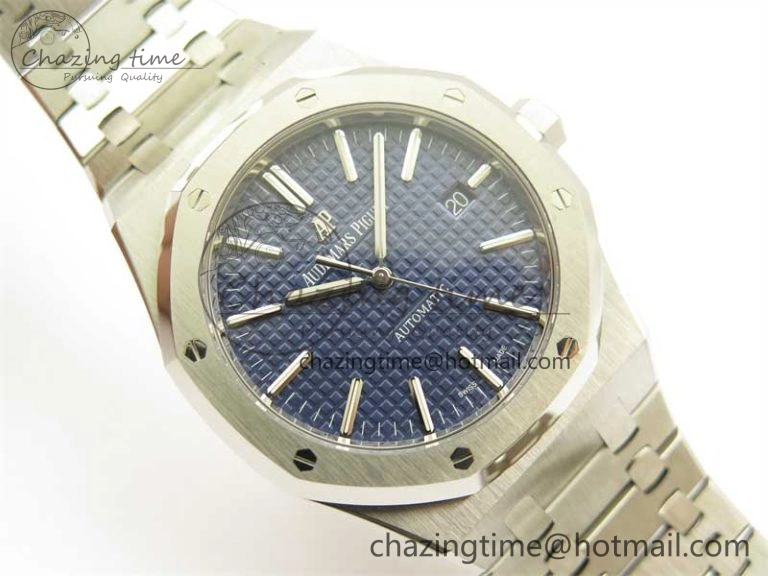 Royal Oak 41mm 15400 SS ZF 1:1 Best Edition Blue Textured Dial on SS Bracelet SA3120 Super Clone