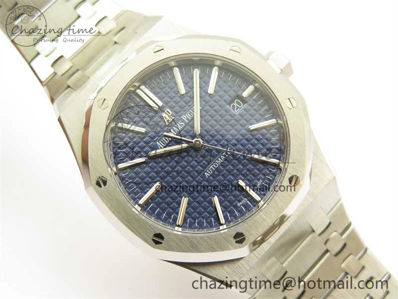 Royal Oak 41mm 15400 SS ZF 1:1 Best Edition Blue Textured Dial on SS Bracelet SA3120 Super Clone