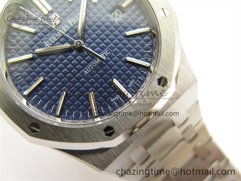 Royal Oak 41mm 15400 SS ZF 1:1 Best Edition Blue Textured Dial on SS Bracelet SA3120 Super Clone