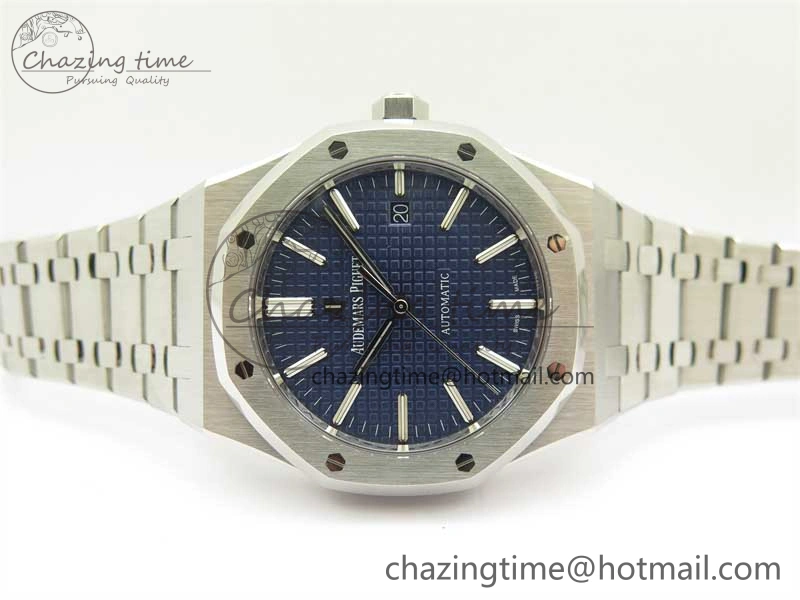 Royal Oak 41mm 15400 SS ZF 1:1 Best Edition Blue Textured Dial on SS Bracelet SA3120 Super Clone