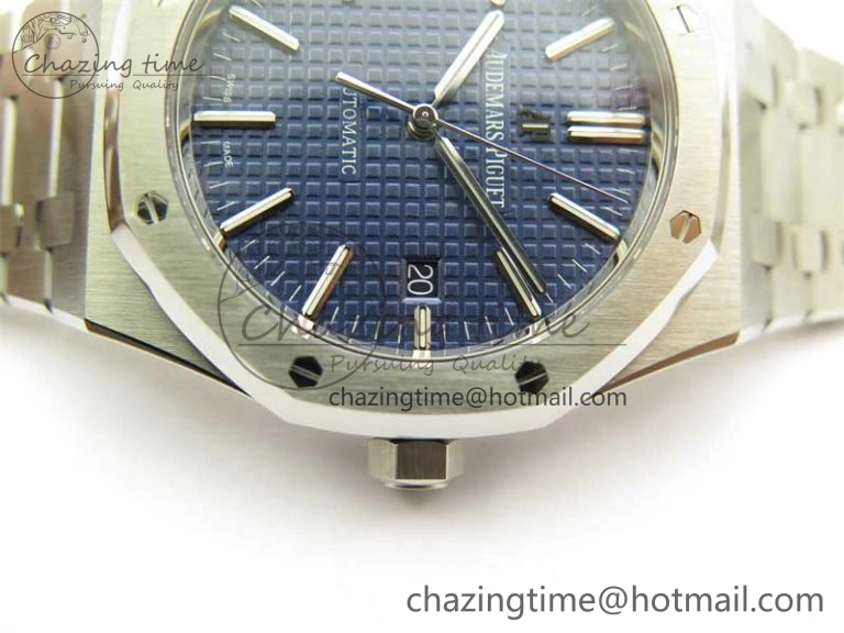 Royal Oak 41mm 15400 SS ZF 1:1 Best Edition Blue Textured Dial on SS Bracelet SA3120 Super Clone