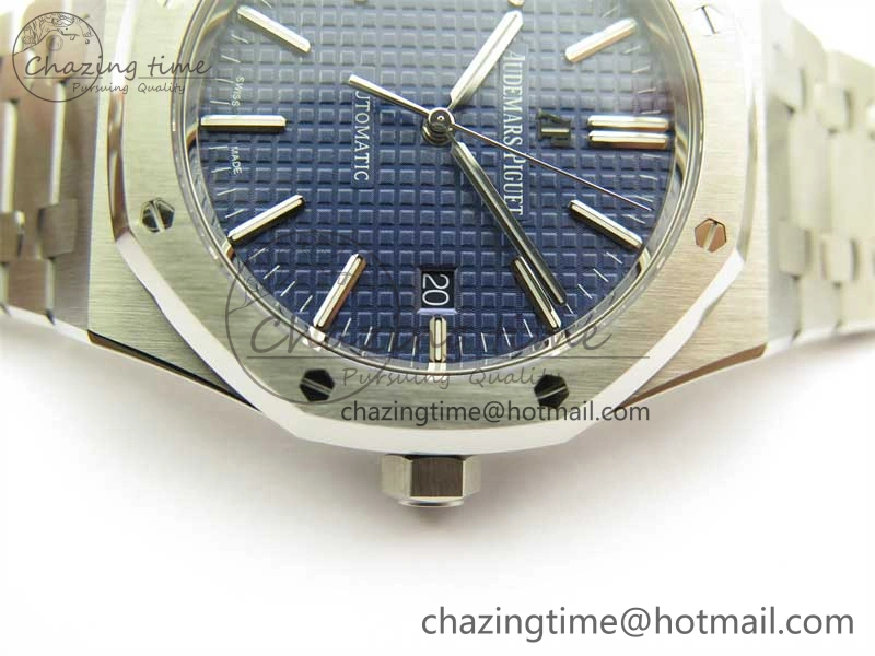 Royal Oak 41mm 15400 SS ZF 1:1 Best Edition Blue Textured Dial on SS Bracelet SA3120 Super Clone