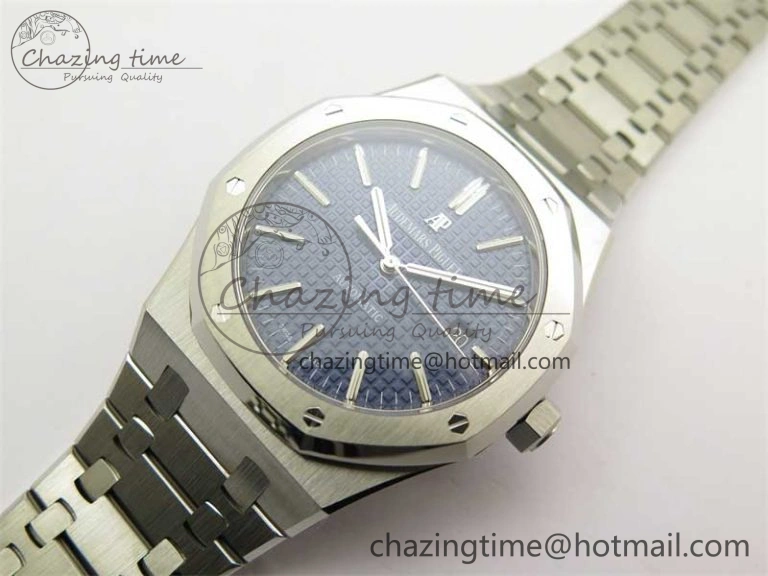 Royal Oak 41mm 15400 SS ZF 1:1 Best Edition Blue Textured Dial on SS Bracelet SA3120 Super Clone