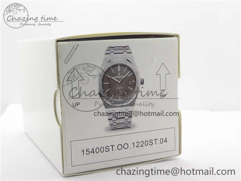 Royal Oak 41mm 15400 SS ZF 1:1 Best Edition Gray Textured Dial on SS Bracelet A3120 (Free Box)