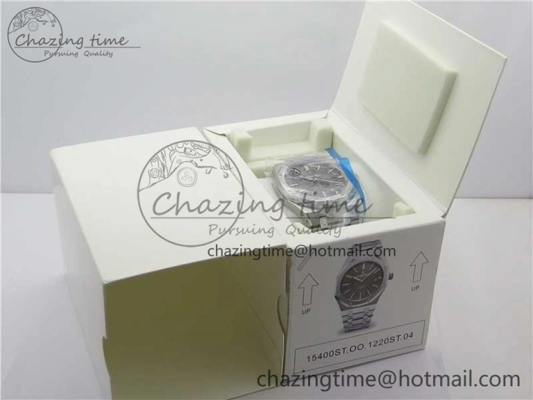 Royal Oak 41mm 15400 SS ZF 1:1 Best Edition Gray Textured Dial on SS Bracelet A3120 (Free Box)
