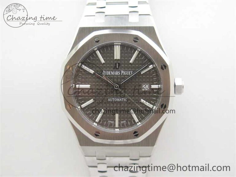 Royal Oak 41mm 15400 SS ZF 1:1 Best Edition Gray Textured Dial on SS Bracelet SA3120 Super Clone